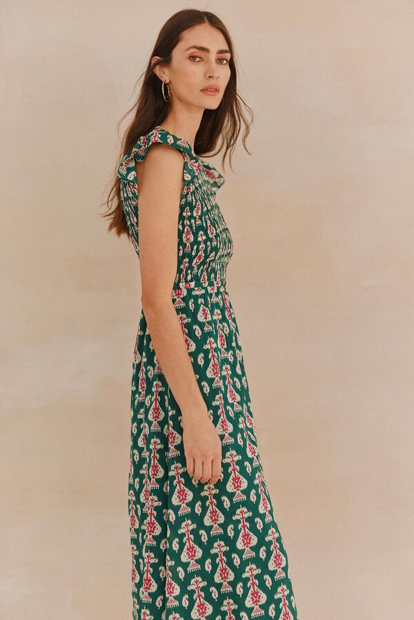 Hoss Intropia Lissette. Vestido nido de abeja Estampado Verde