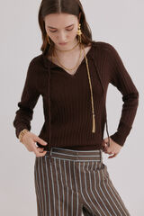 Hoss Intropia Imala. Jersey calado Marron oscuro