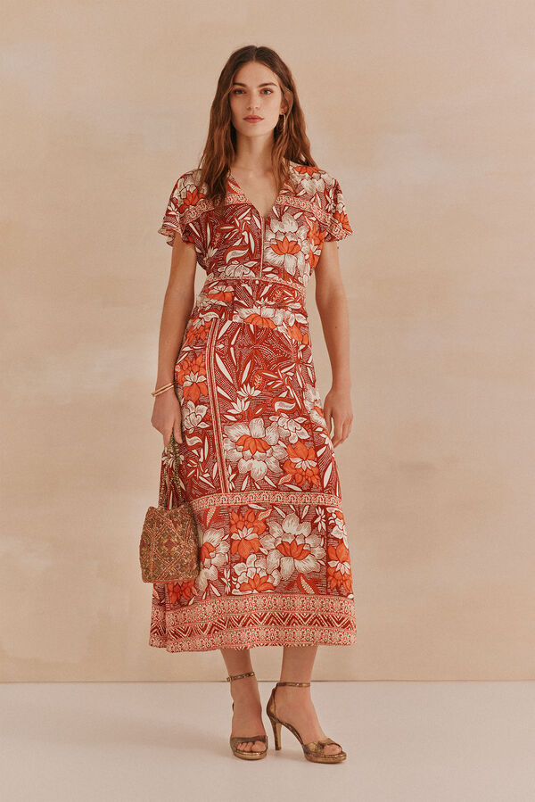 Hoss Intropia Alondra. Vestido estampado Estampado Naranja