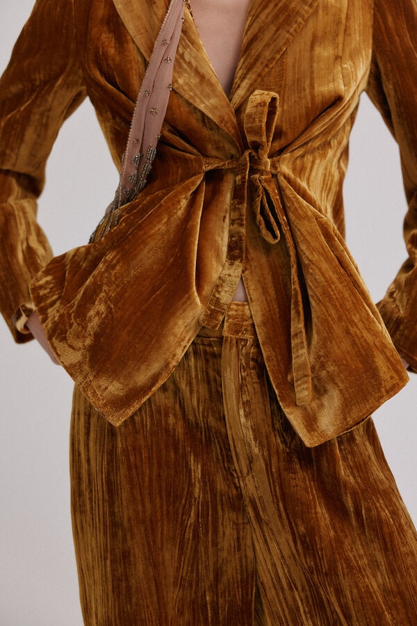 Hoss Intropia Paige. Calça veludo Dourado