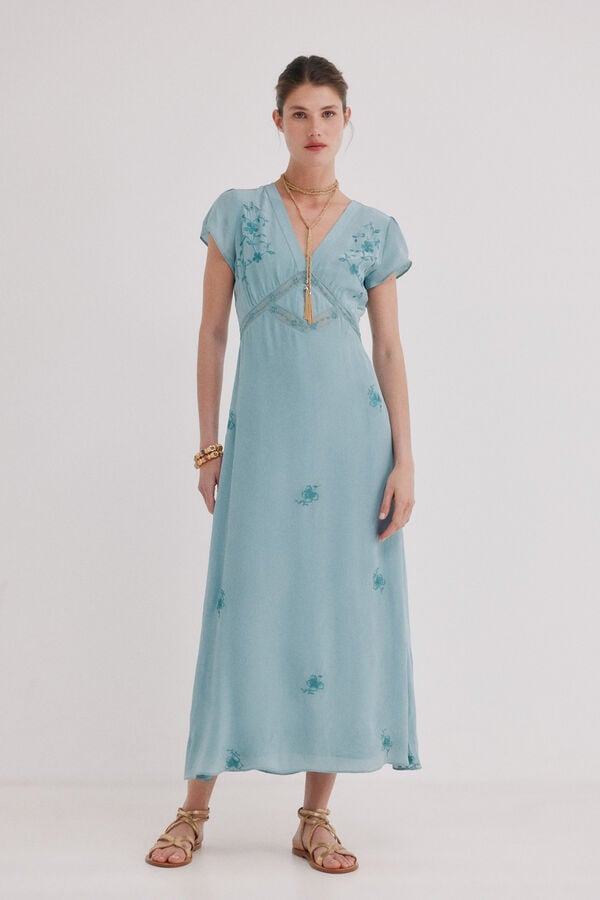 Hoss Intropia Ainhoa. Vestido bordado Azul