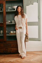 Hoss Intropia Paupa. Pantal&oacute;n de lino Blanco