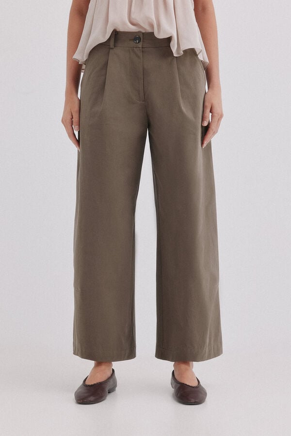 Hoss Intropia Pietra.Pantal&oacute;n pinzas Kaki