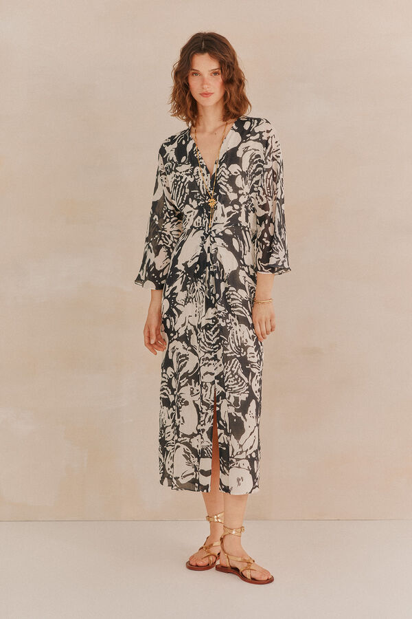 Hoss Intropia Lorna. Vestido estampado Ecru