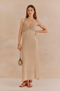Hoss Intropia Nora. Vestido de alças em malha. Ecru