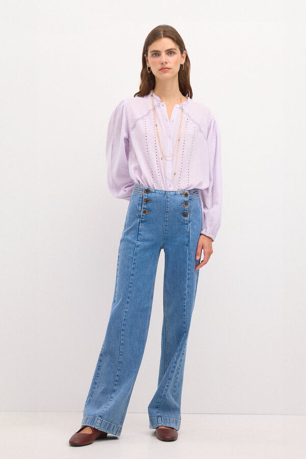 Hoss Intropia Olga. Jeans de perna larga com botões Azul