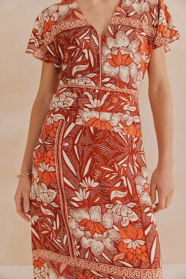 Hoss Intropia Alondra. Vestido estampado Estampado Naranja