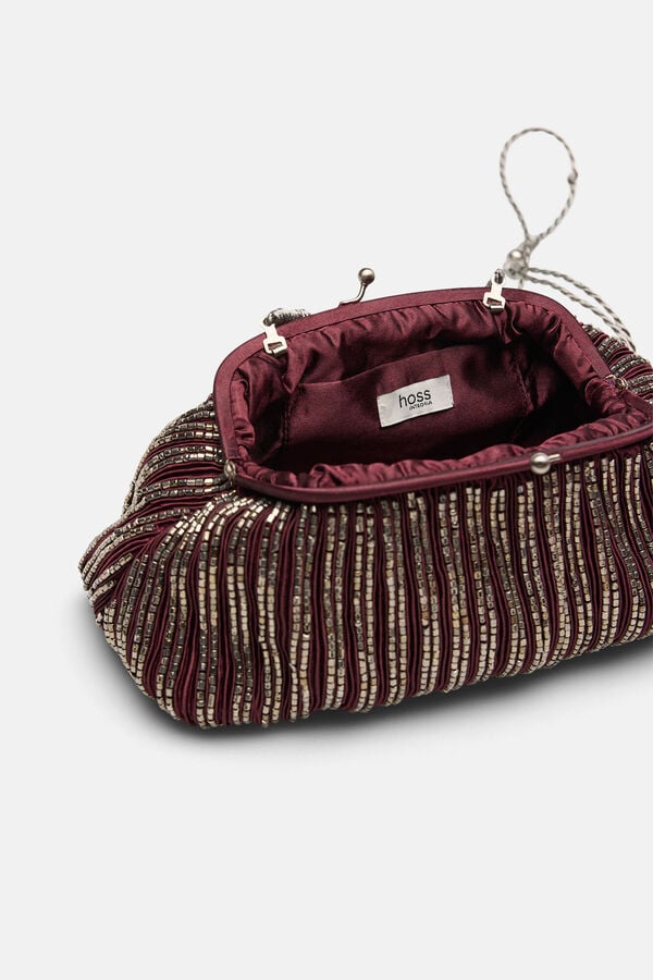 Hoss Intropia Nazaret. Clutch de sat&eacute;n con bordado Estampado morado