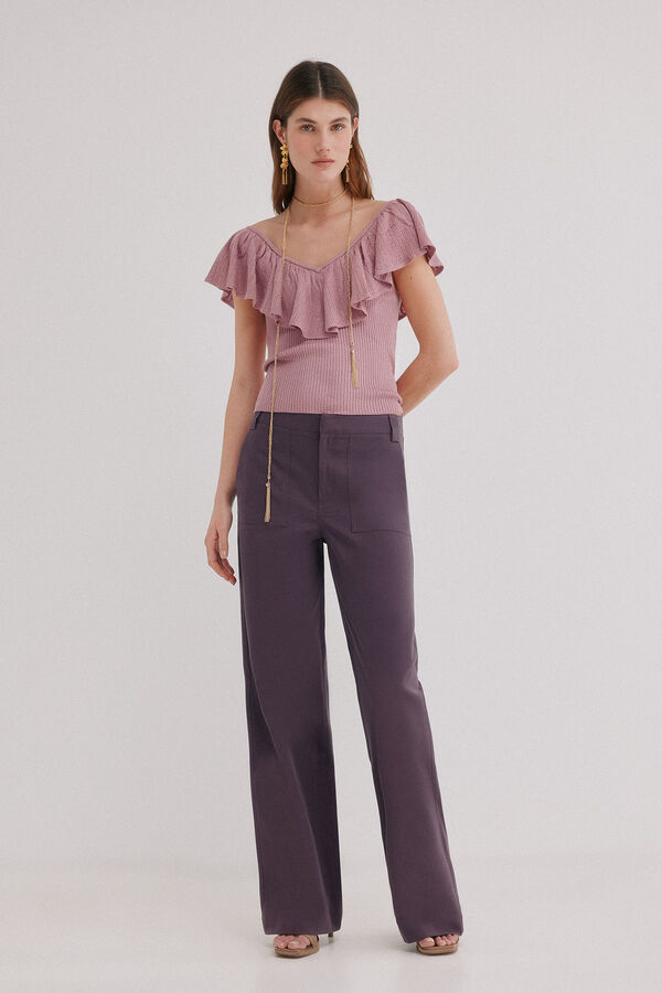 Hoss Intropia Palmira. Pantal&oacute;n corte recto Morado