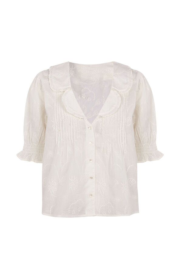 Hoss Intropia Carmela. Camisa bordada com lapela Ecru