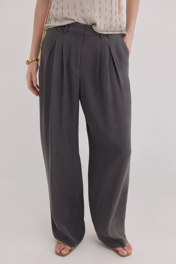 Hoss Intropia Paloma. Pantal&oacute;n doble pliegue Gris