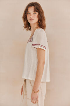 Hoss Intropia Mariola. T-shirt bordada Ecru