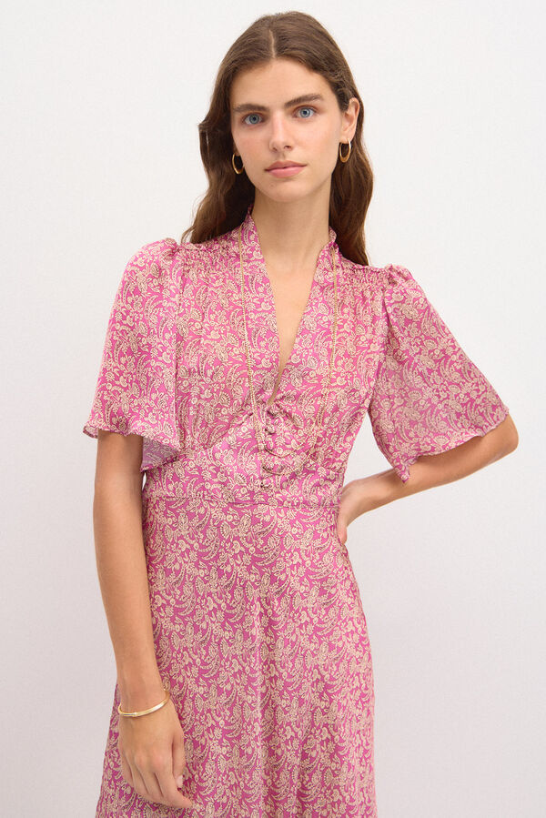 Hoss Intropia Casiopea. Vestido estampado botones. Rosa