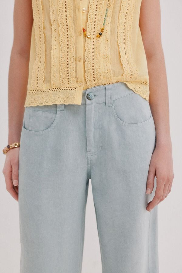 Hoss Intropia Paupa. Pantal&oacute;n de lino Azul