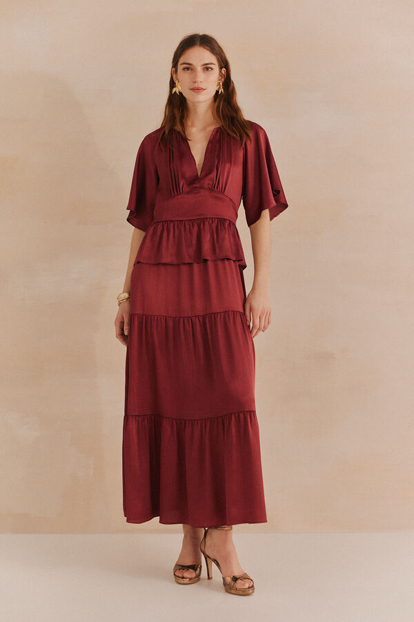 Hoss Intropia Ariadna. Vestido fluido paneles rojo