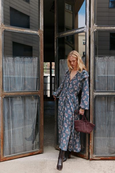 Hoss Intropia Alejandra. Vestido estampado. Azul