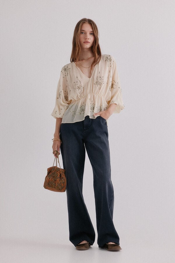 Hoss Intropia Catena. Blusa bordada Verde