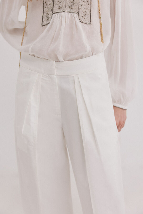 Hoss Intropia Polly. Pantal&oacute;n doble pliegue Marfil