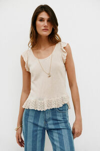 Hoss Intropia Nadia. Top con volantes Marfil