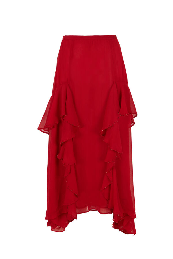 Hoss Intropia Renée. Saia com babados  Vermelho