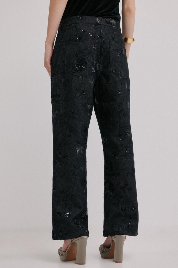 Hoss Intropia Becca. Jeans bordado Cinzento