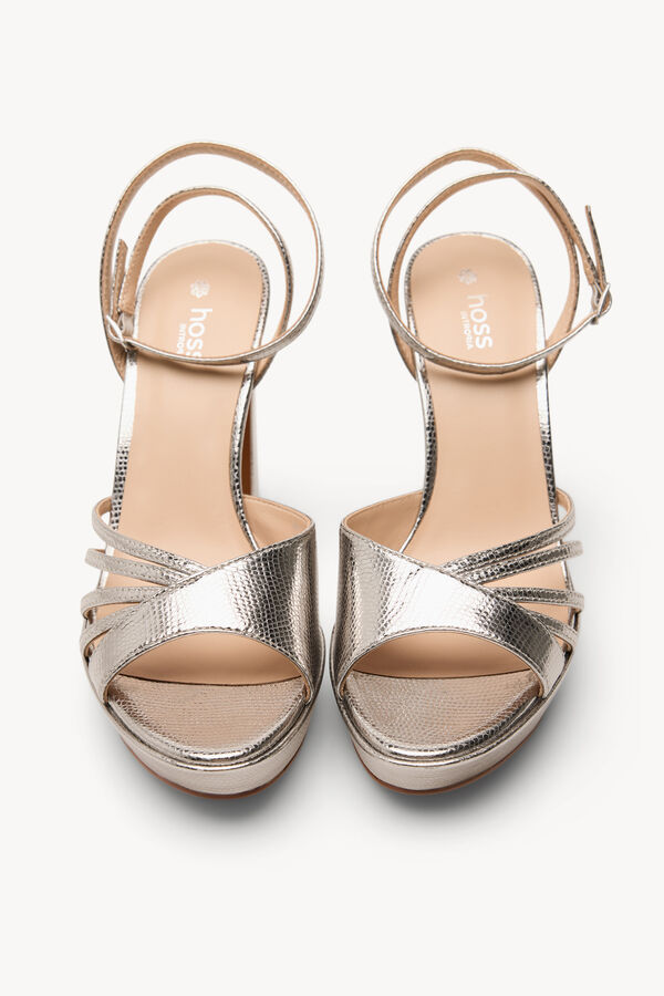 Hoss Intropia Marisa. Sand&aacute;lias salto em pele gravada Cinzento