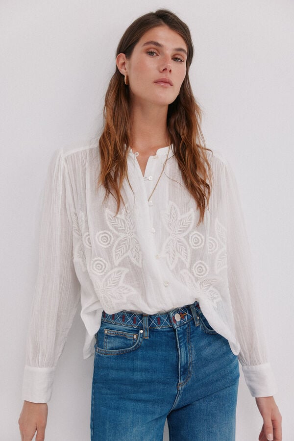 Hoss Intropia Cosima.  Blusa bordada floral Ecru
