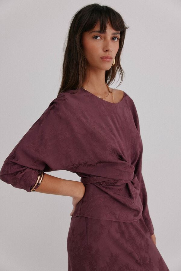 Hoss Intropia Gloria. Blusa estampado jacquard Granate