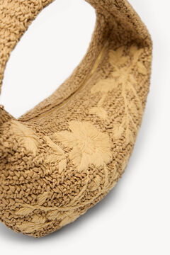 Hoss Intropia Nélida. Bolsa de ráfia bordada. Beige