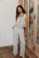 Hoss Intropia Prime. Cal&ccedil;a bordada Ecru