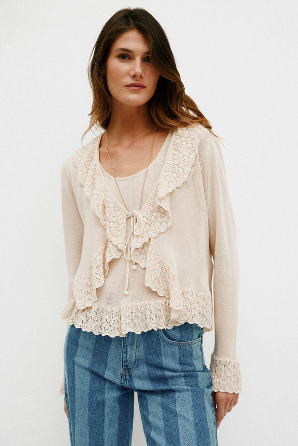 Hoss Intropia Nina. Chaqueta de tricot romántica Marfil