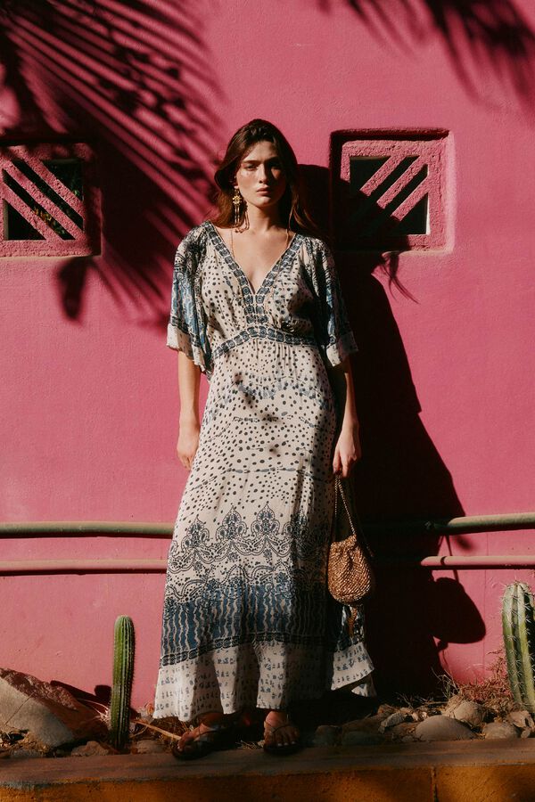 Hoss Intropia Amelia. Vestido bordado. Beige