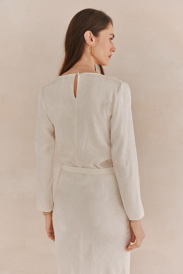 Hoss Intropia Constanza. Blusa em jacquard. Ecru