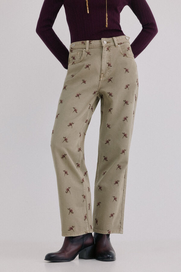 Hoss Intropia Bettina. Calça jeans bordada Castanho
