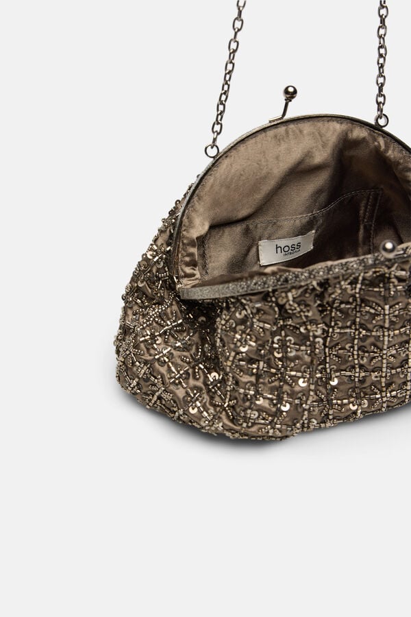 Hoss Intropia Nuria. Clutch bordado Gris