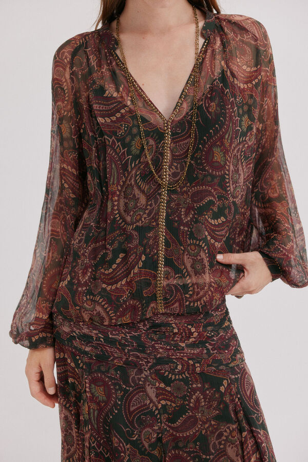 Hoss Intropia Cersei.Blusa fluida estampada Castanho