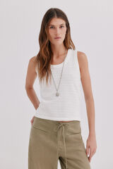 Hoss Intropia Martita. Camiseta sin magas tejido r&uacute;stico Beige