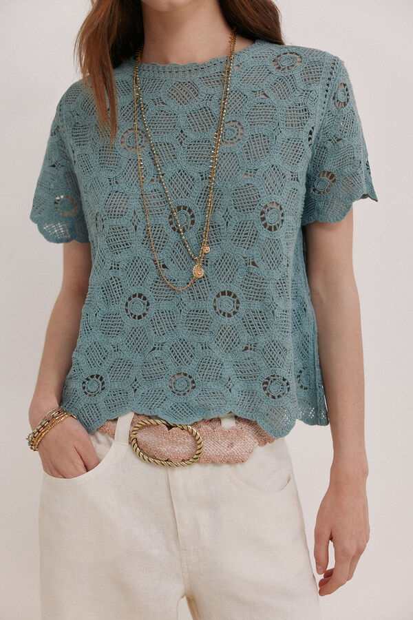Hoss Intropia Irune. Top crochet Turquesa