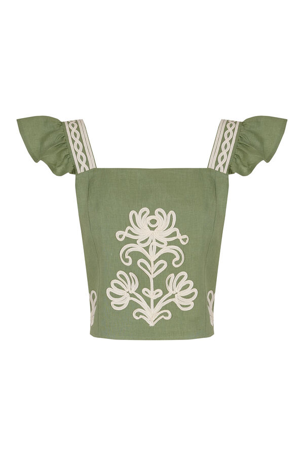 Hoss Intropia Caela. Top bordado Verde