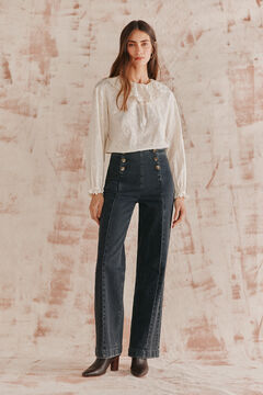 Hoss Intropia Reyes. Blusa cuello maxi. Marfil