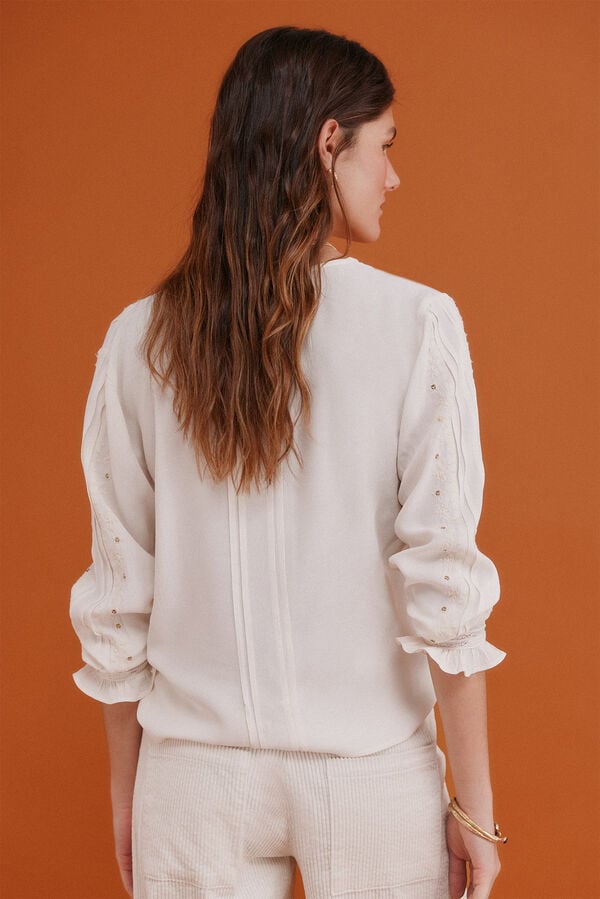 Hoss Intropia Covadonga. Blusa bordada Marfil