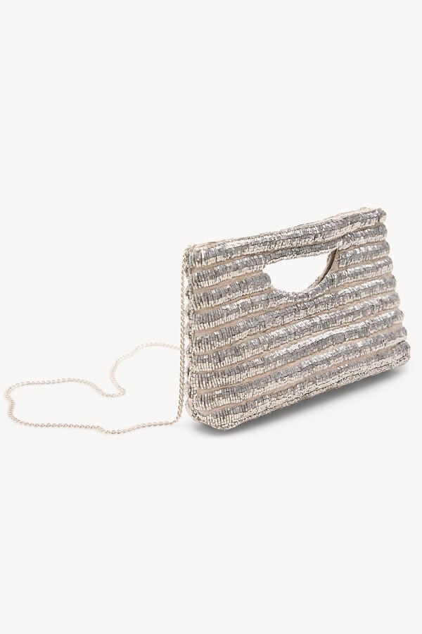 Hoss Intropia Nina. Mala de m&atilde;o com missangas Cinzento