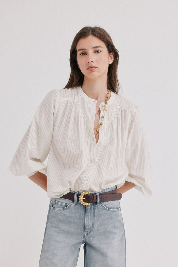 Hoss Intropia Cyra. Blusa fluida gola mao Ecru