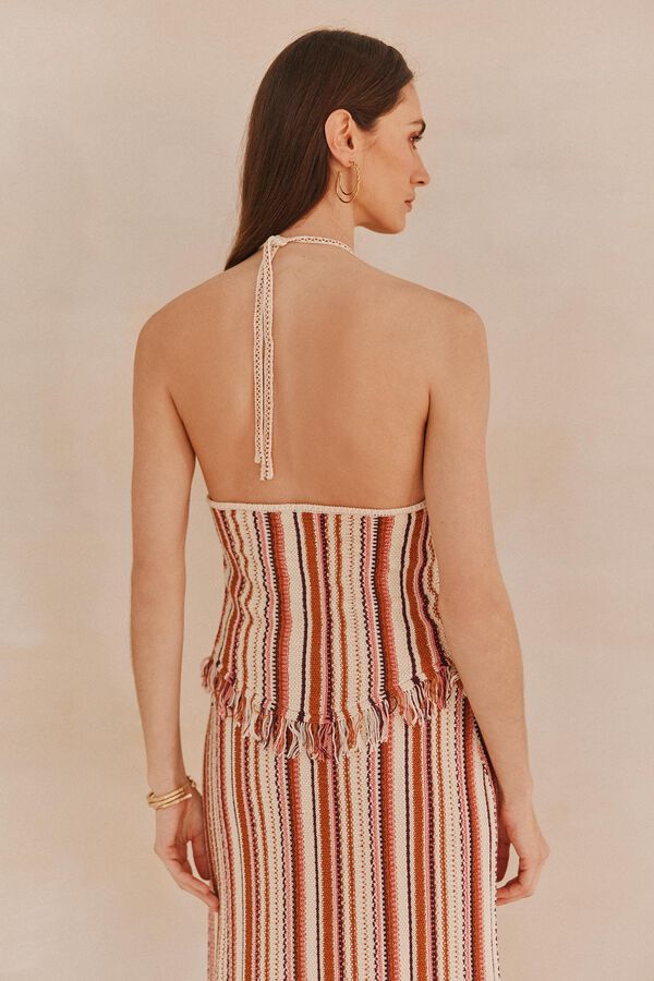 Hoss Intropia Naia. Top rayas Marfil