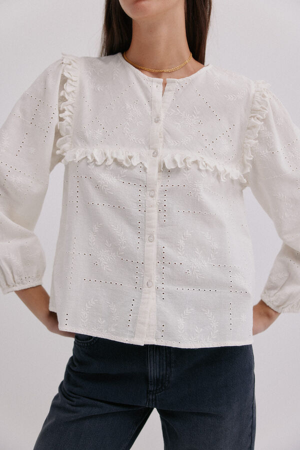 Hoss Intropia Celia. Blusa romântica Ecru