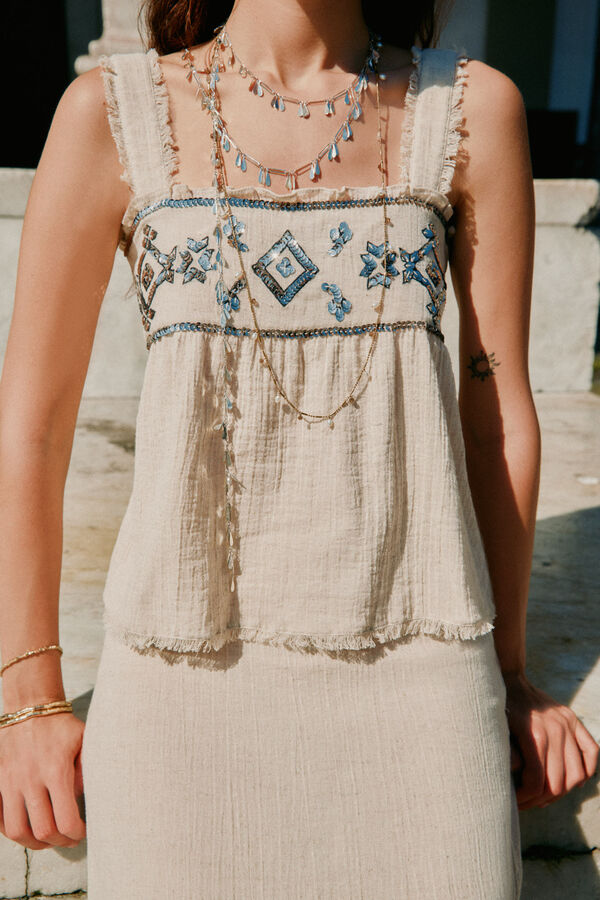 Hoss Intropia Cassia. Blusa de al&ccedil;as Ecru