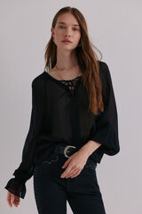 Hoss Intropia Clemência. Blusa com fecho cruzado Preto