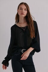 Hoss Intropia Clemência. Blusa com fecho cruzado Preto