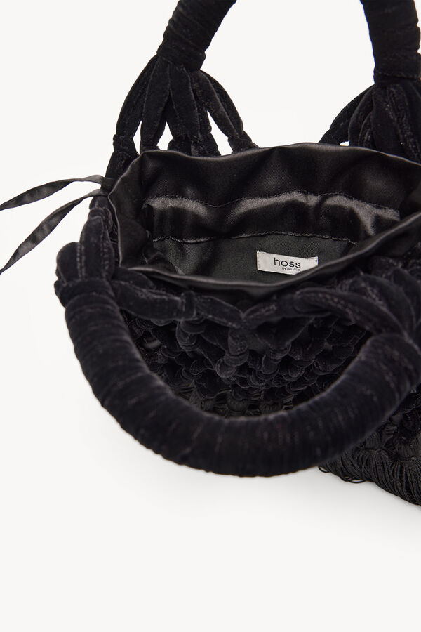 Hoss Intropia Naroa. Bolso de crochet de terciopelo Negro