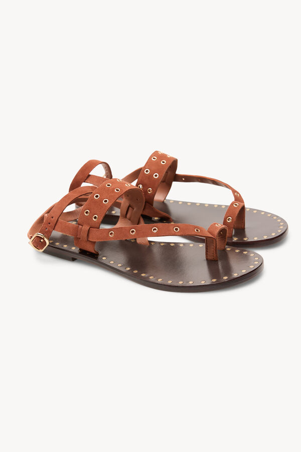 Hoss Intropia Miren. Sandalias de ante con tachas Camel